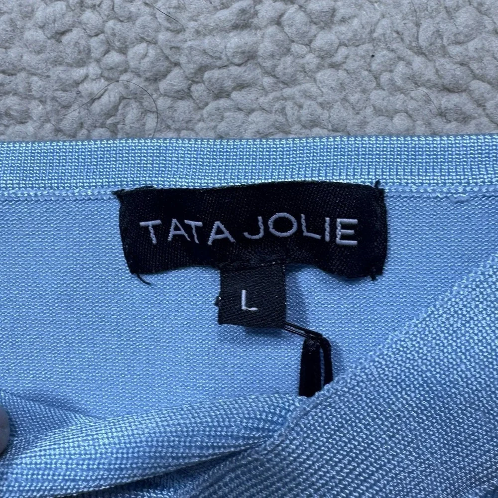 Tata Jolie Dress Womens‎ Large Aqua Blue Sleeveless Cross Strap Accent Mini NEW